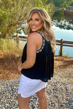 Liverpool Corina Woven Tank w/ Beading : Black