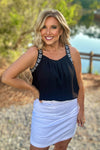 Liverpool Corina Woven Tank w/ Beading : Black