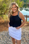Liverpool Corina Woven Tank w/ Beading : Black