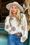 Above The Clouds Polka Dot Cozy Sweater : Cream/Taupe