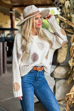 Above The Clouds Polka Dot Cozy Sweater : Cream/Taupe
