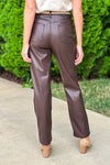 French Market Tummy Control Judy Blue Pleather Pants : Chocolate Brown