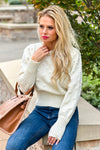 Happy Attitude Dotted Puff Sleeve Sweater : Ivory no