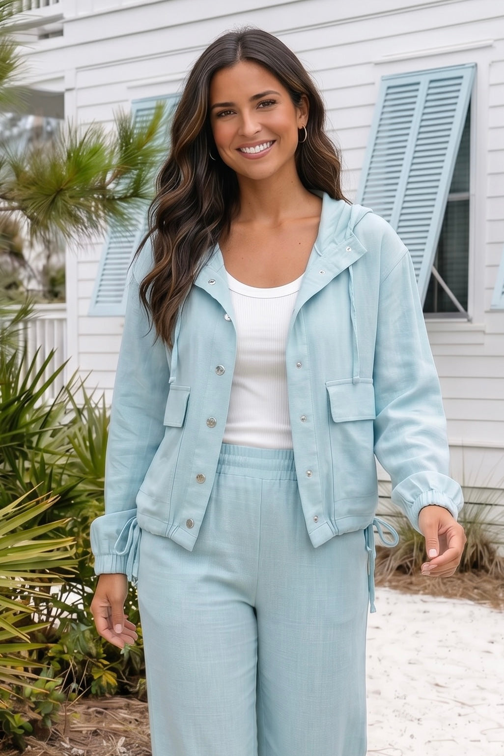 Tribal Berkley Long Sleeve Jacket : Aqua Sky