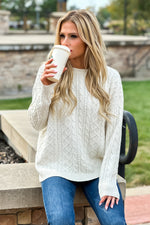 Up For Adventure Crew Neck Cable Sweater : Ivory