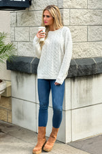 Up For Adventure Crew Neck Cable Sweater : Ivory