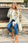 Chill With Me Plaid Open Front Sweater Coat : Olive/Cream