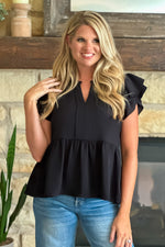 Bobbi Ruffled Sleeve Blouse : Black