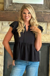 Bobbi Ruffled Sleeve Blouse : Black