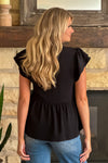 Bobbi Ruffled Sleeve Blouse : Black