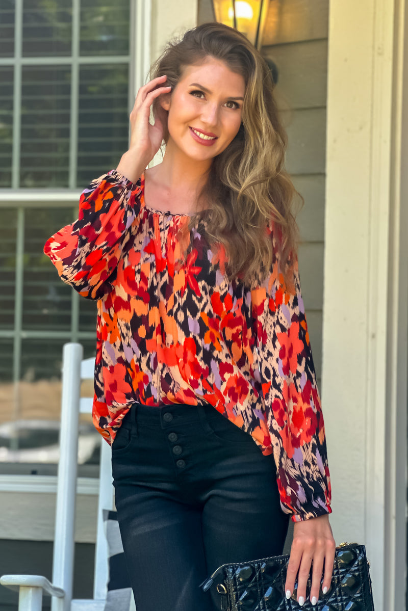 Liverpool Kate Shirred Blouse : Burnt Orange