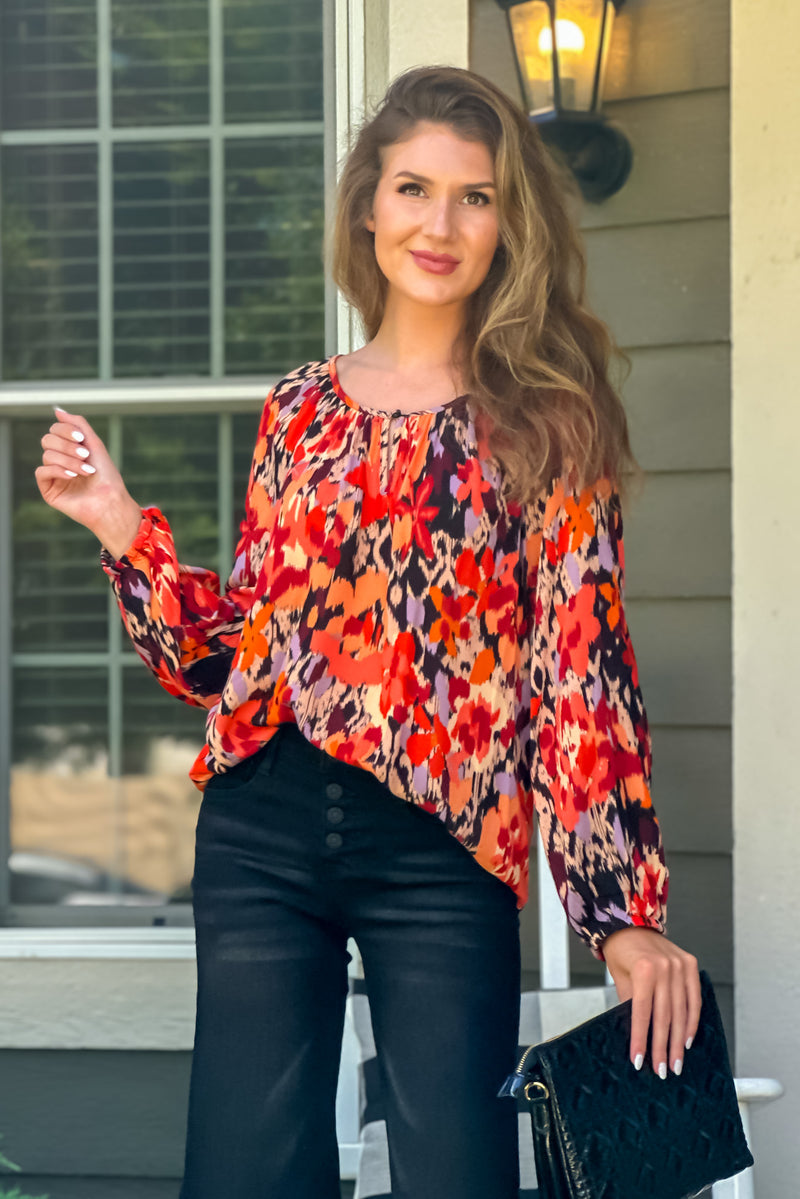 Liverpool Kate Shirred Blouse : Burnt Orange