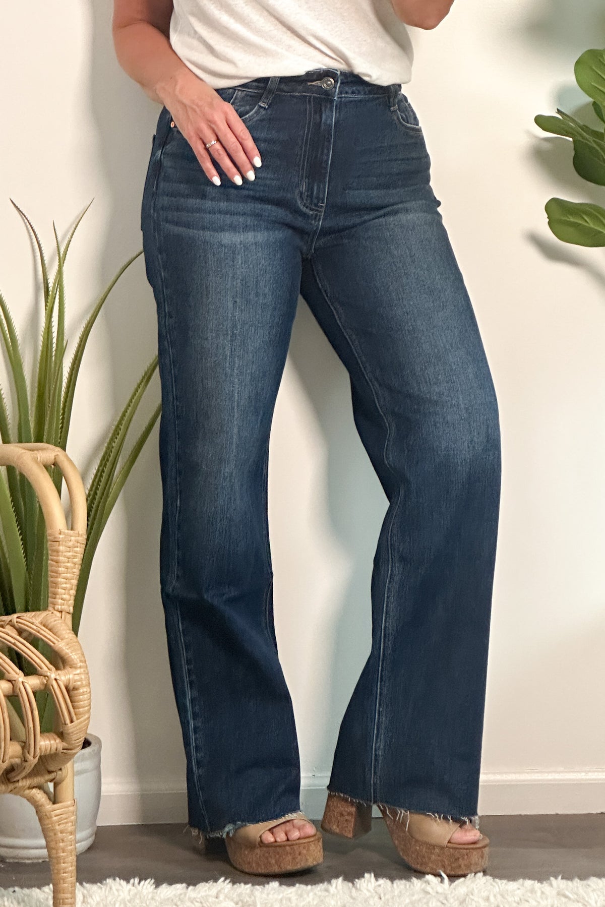 Bayeas Robyn High Rise Wide leg Jeans: Sapphire