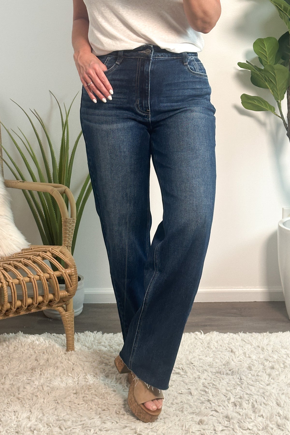 Bayeas Robyn High Rise Wide leg Jeans: Sapphire