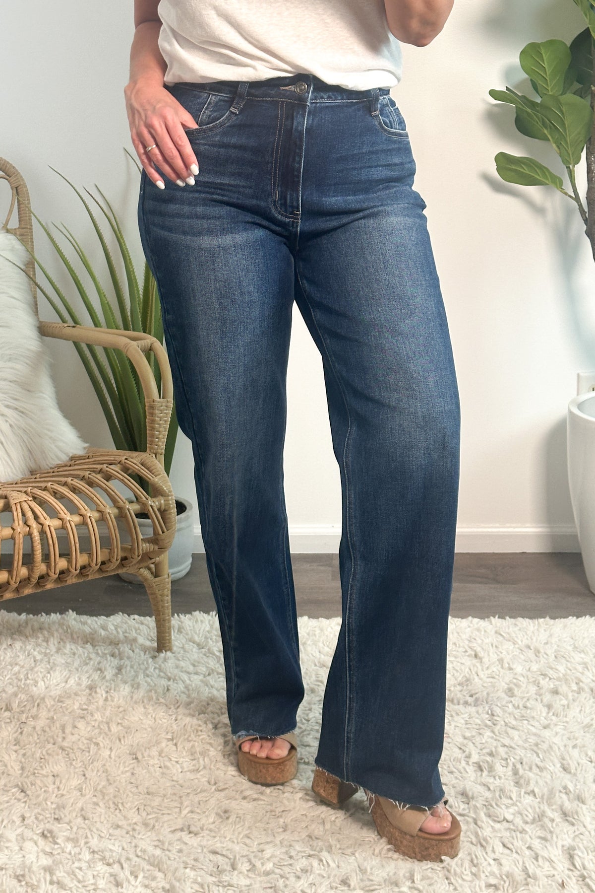 Bayeas Robyn High Rise Wide leg Jeans: Sapphire
