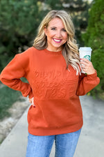 Pumpkin Spice Soft Embossed Sweatshirt : Cognac