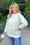 Fall Season Embossed Sweatshirt : Cream