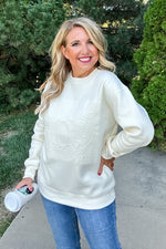 Fall Season Embossed Sweatshirt : Cream