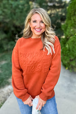 Pumpkin Spice Soft Embossed Sweatshirt : Cognac