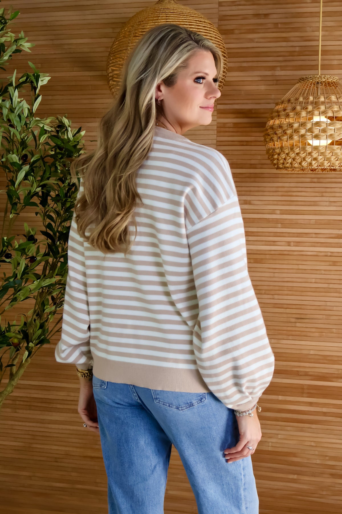 Harlee Striped Knit Sweater : Sand