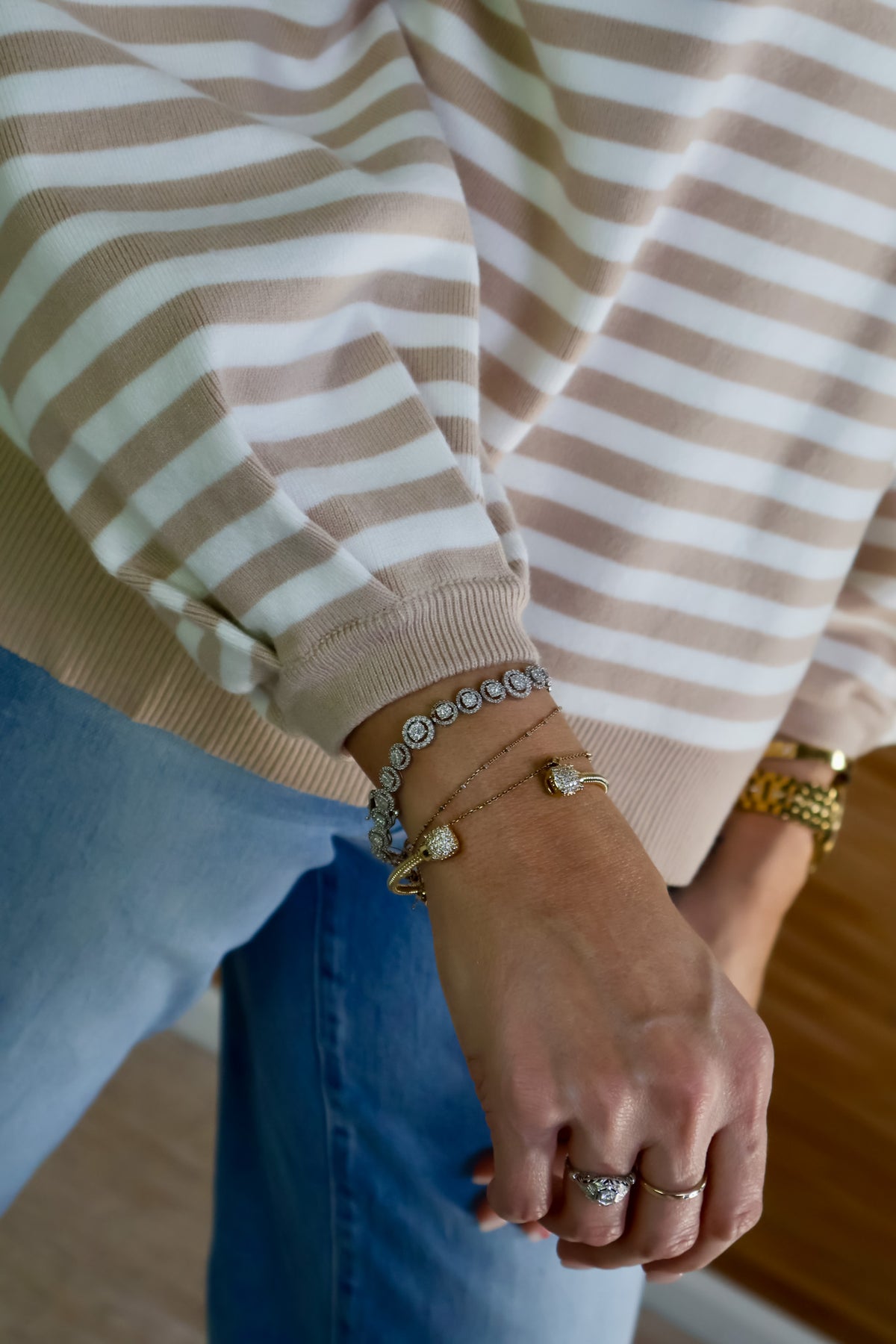 Harlee Striped Knit Sweater : Sand