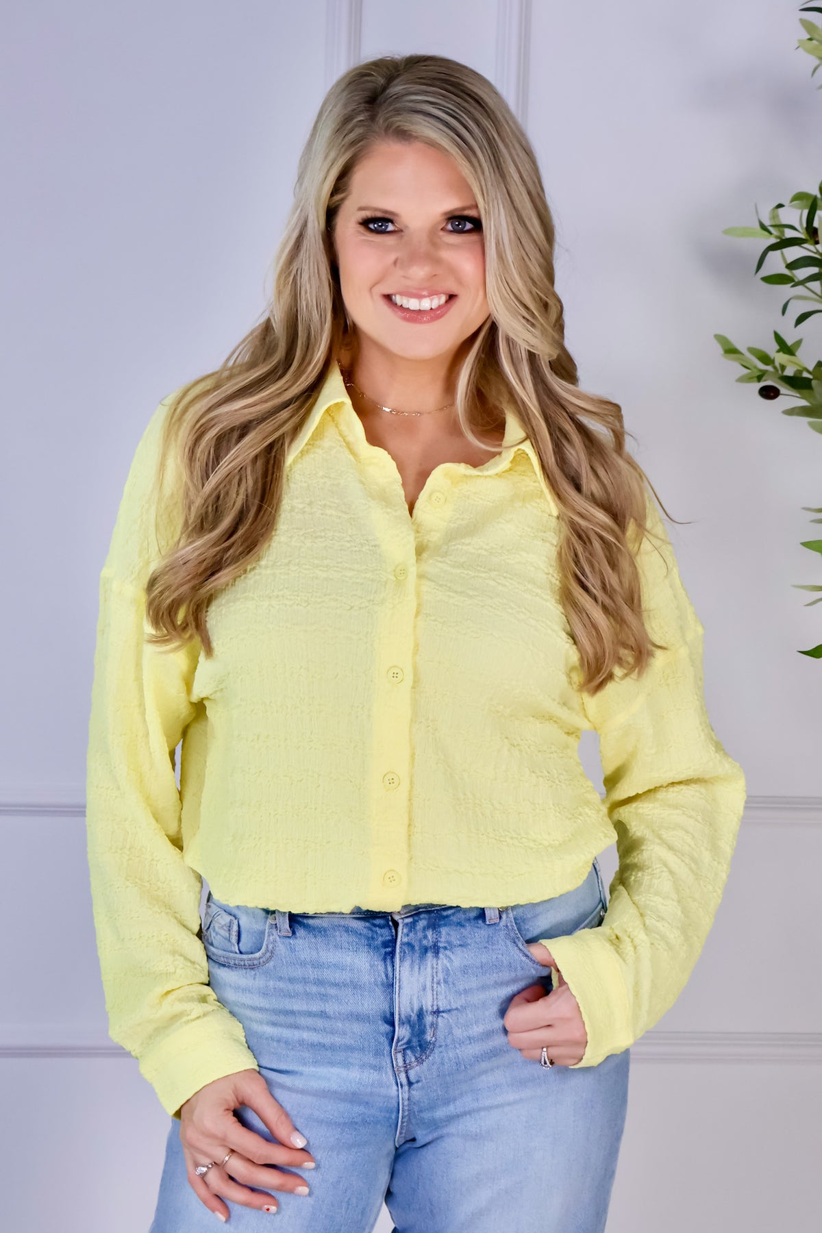 Analie Crinkle Gauze Blouse : Yellow