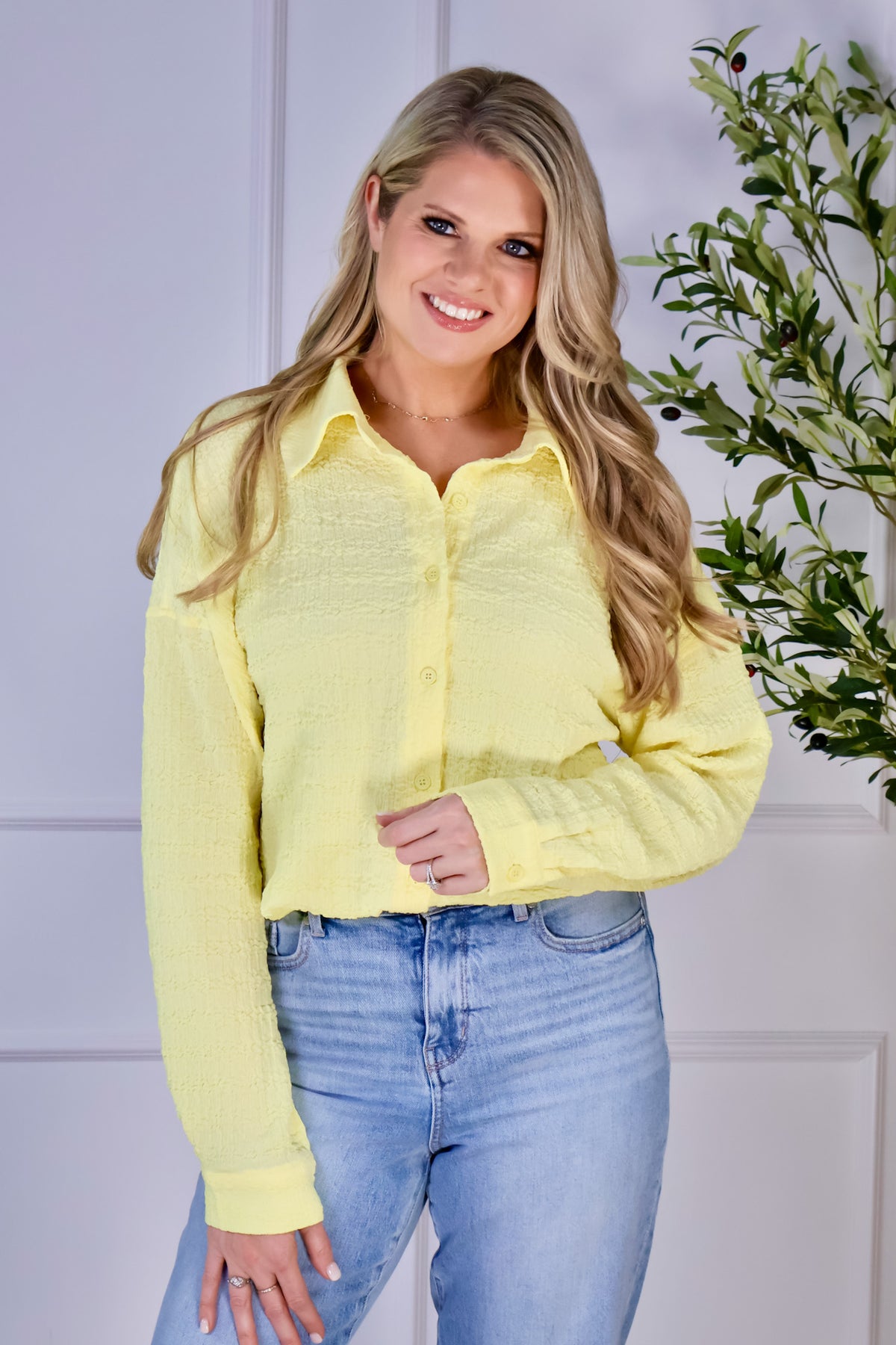Analie Crinkle Gauze Blouse : Yellow