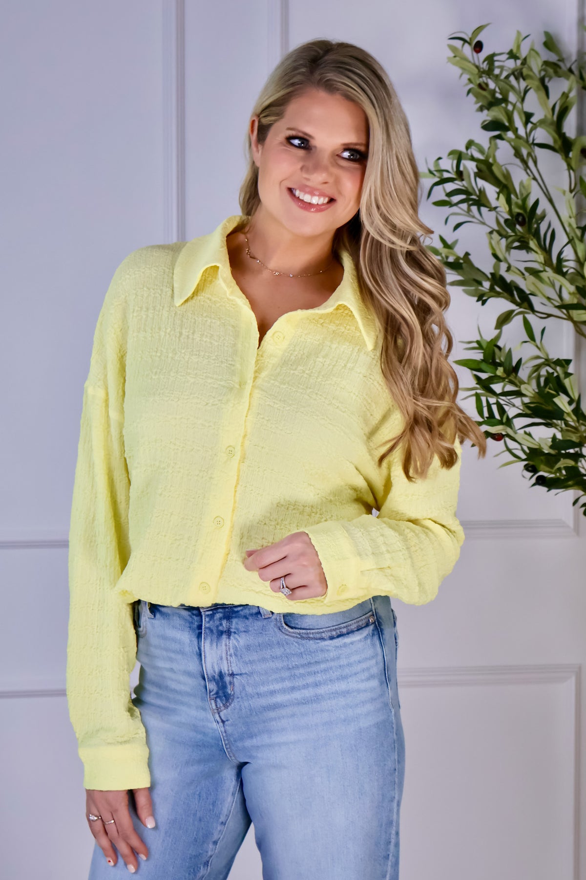 Analie Crinkle Gauze Blouse : Yellow
