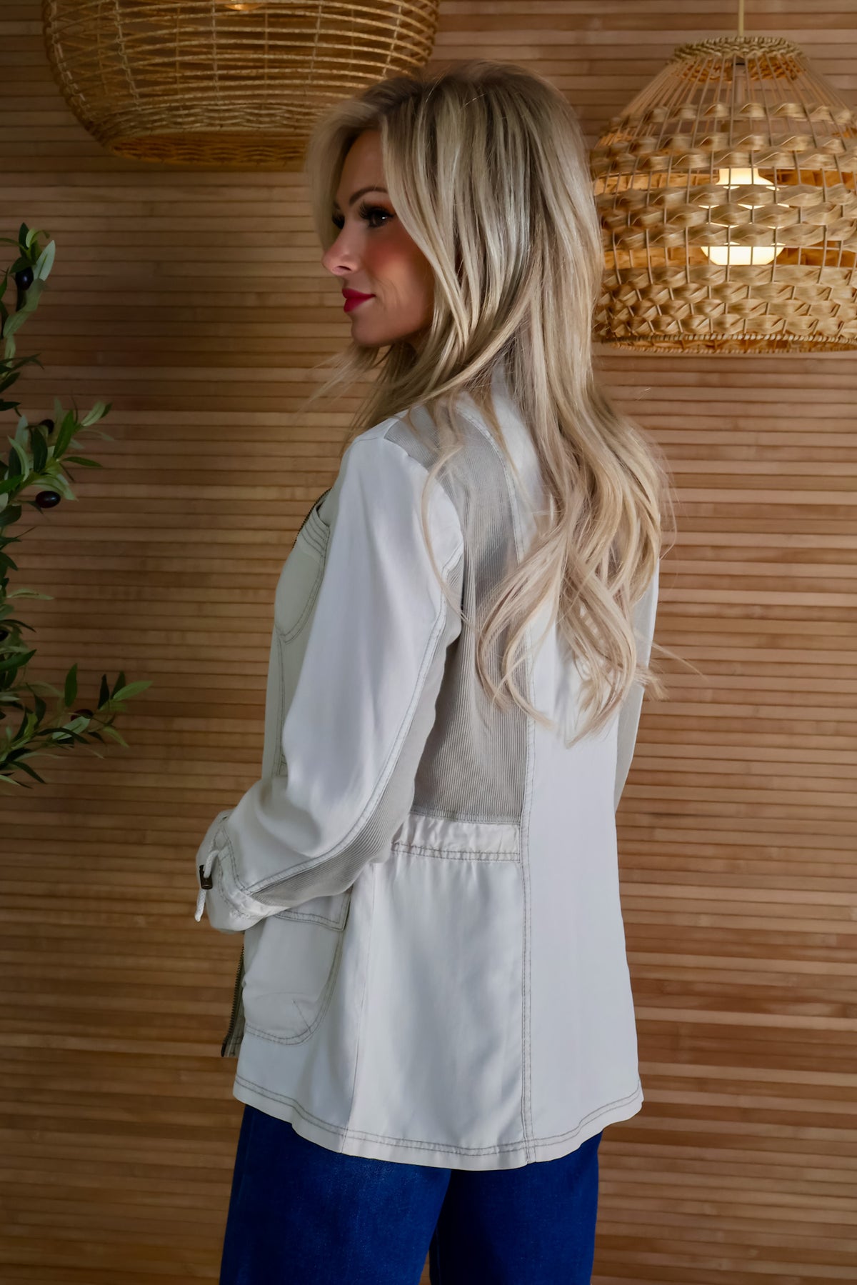 XCVI Paislee Zip Up Hall Jacket : Beige