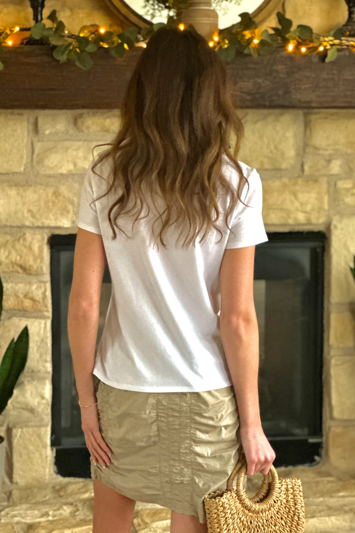 Ginevra Elastic Waist Scrunch Skirt : Sand
