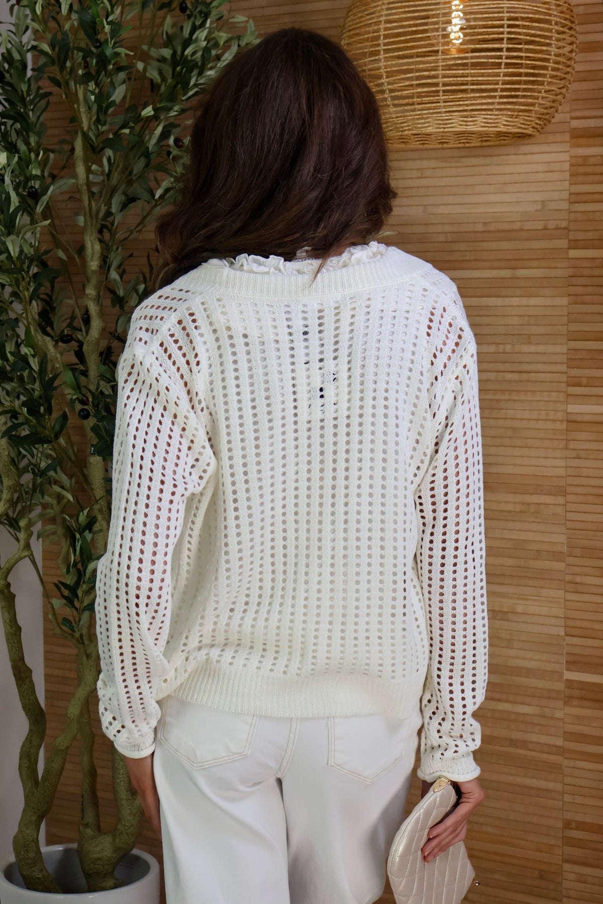 Dayana Open Knit Cardigan : Off White