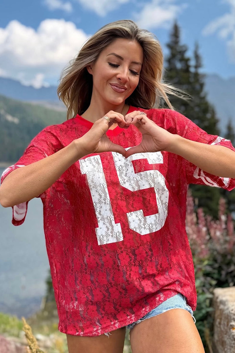 It's Game Time Lace Jersey : Red