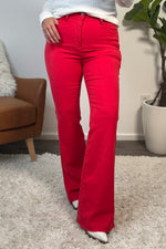 Judy Blue Maive Tummy Control Flare Jeans : Red