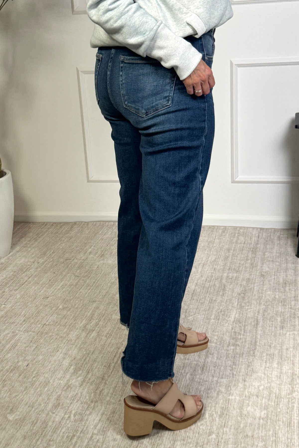 Risen Paulina TC Crop Wide Adjustable WB Jeans : Dark