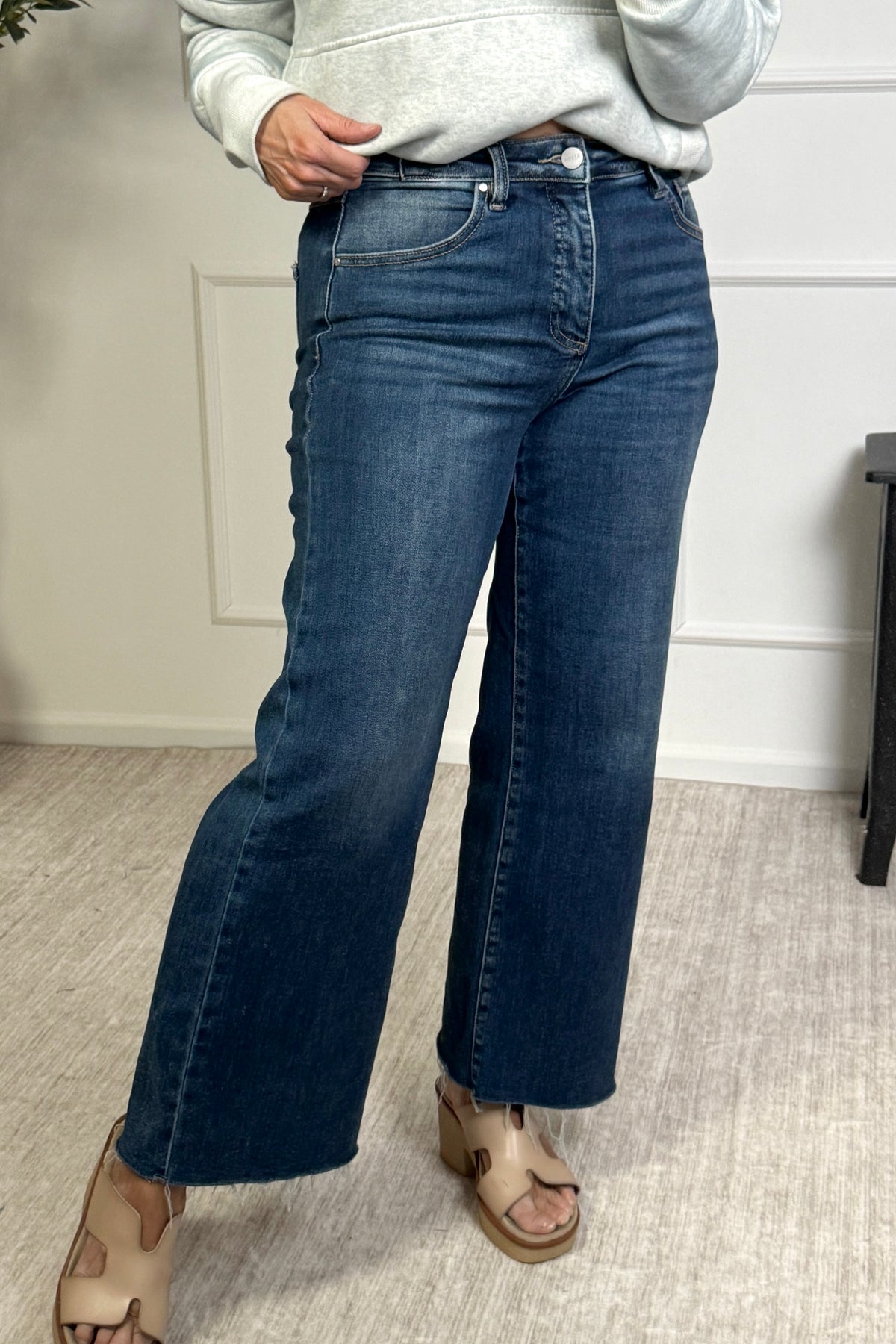 Risen Paulina TC Crop Wide Adjustable WB Jeans : Dark