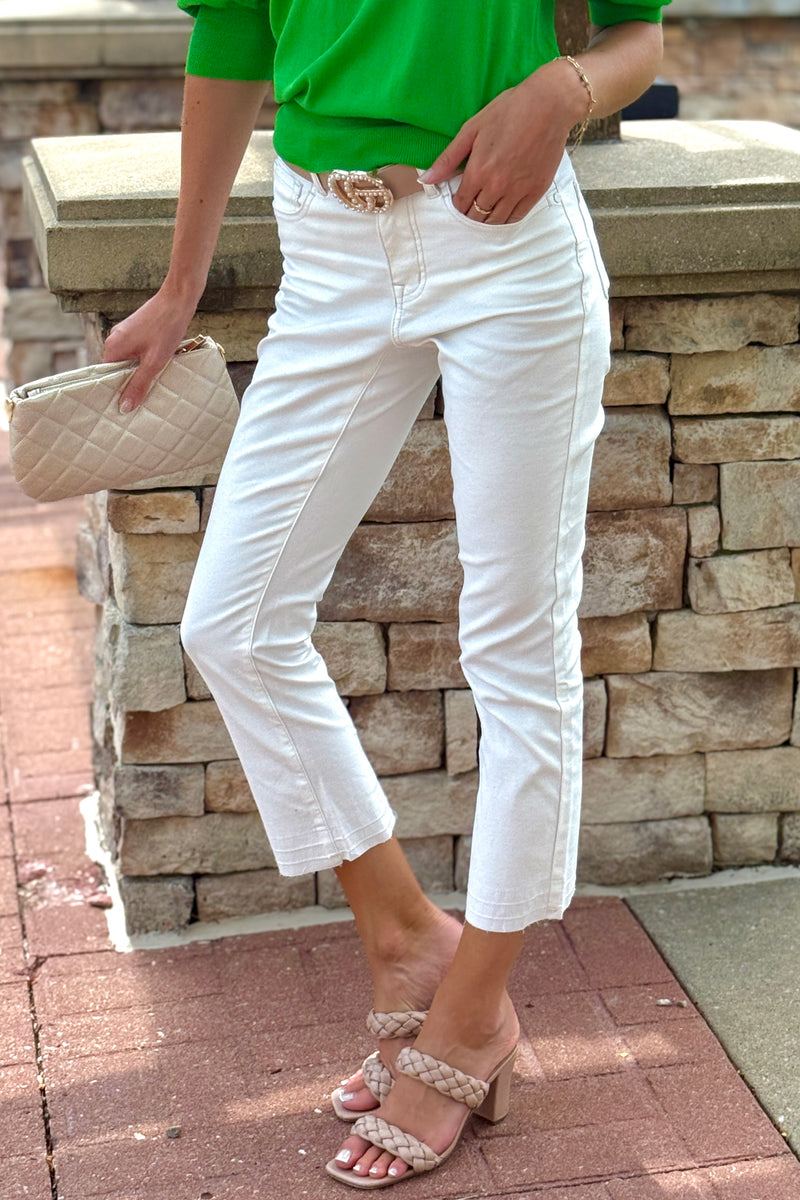Tribal Josette Flare Jeans : Ivory