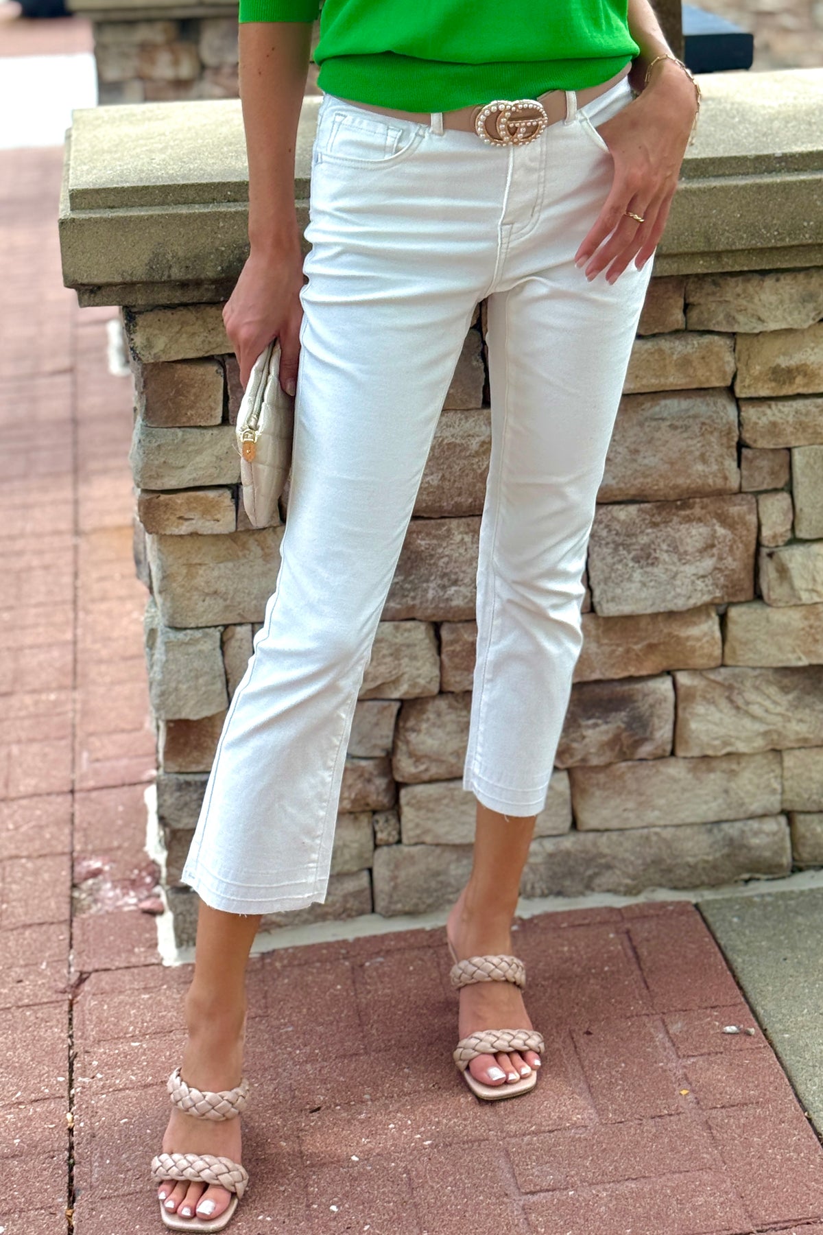 Tribal Josette Flare Jeans : Ivory