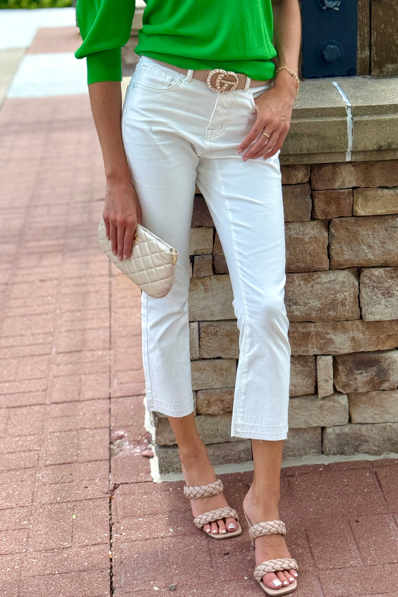 Tribal Josette Flare Jeans : Ivory