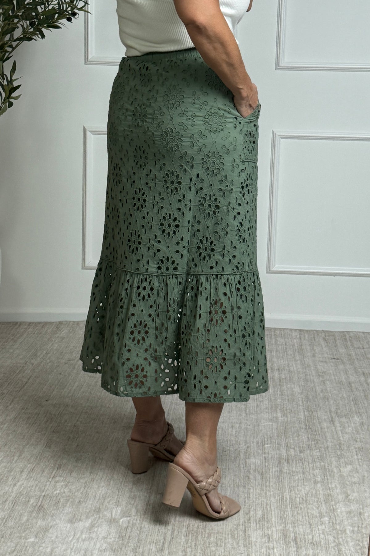 Tribal Jamie Pull On Skirt : Moss