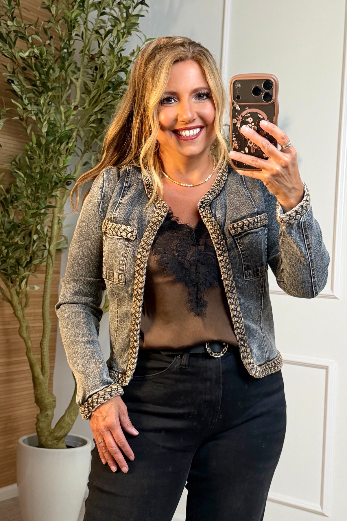 Tamsin Washed Denim Jacket : Black Denim