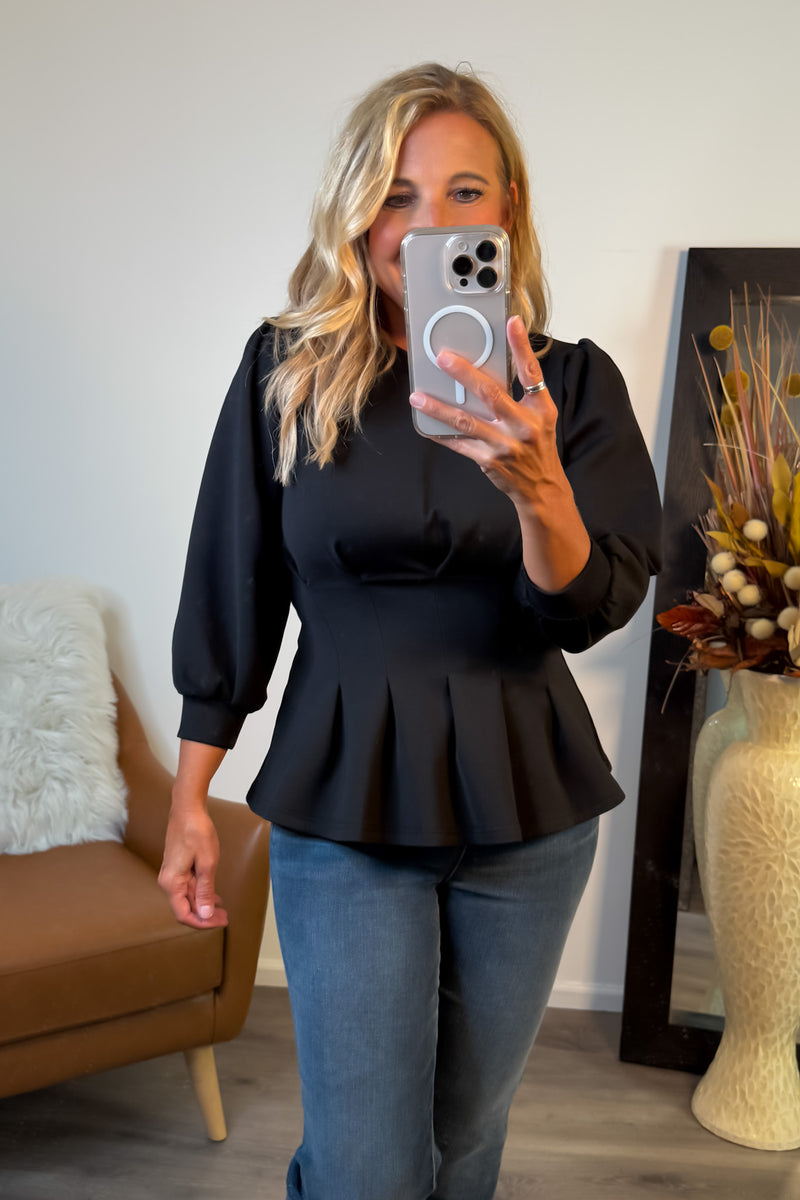Ziva Double Knit Top : Black