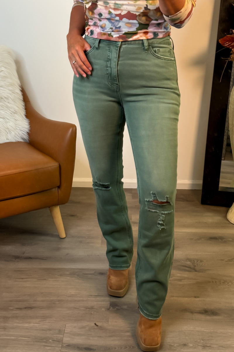 Bayeas Salome High Rise Flare Jeans : Green