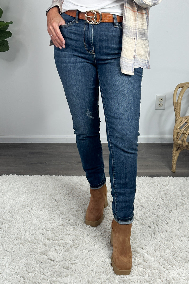 Judy Blue Lenae Mid Rise Relaxed Fit Jean : Dark