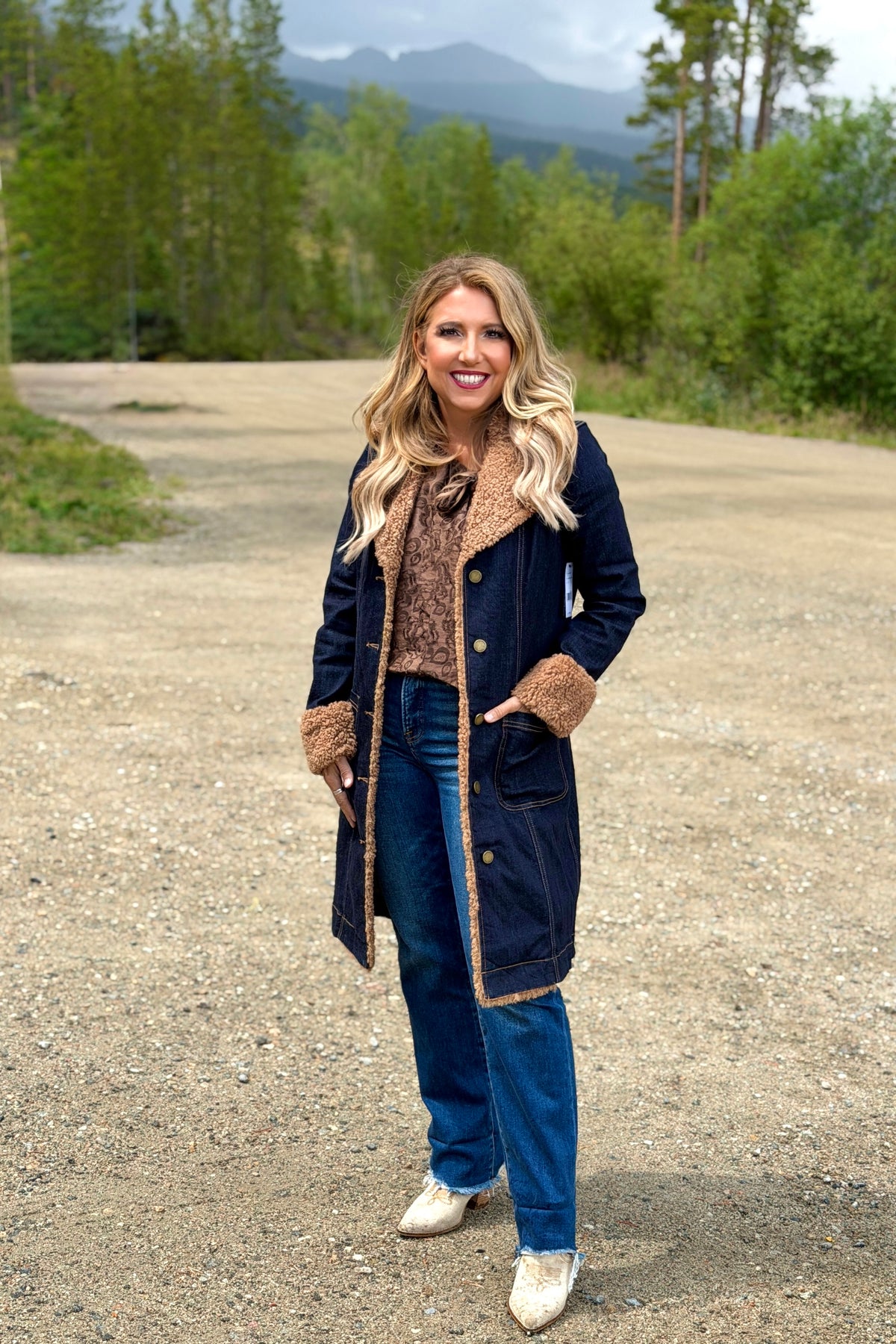 Liverpool Sallie Sherpa Trimmed Notch Collar Jacket : Cinder Bloom