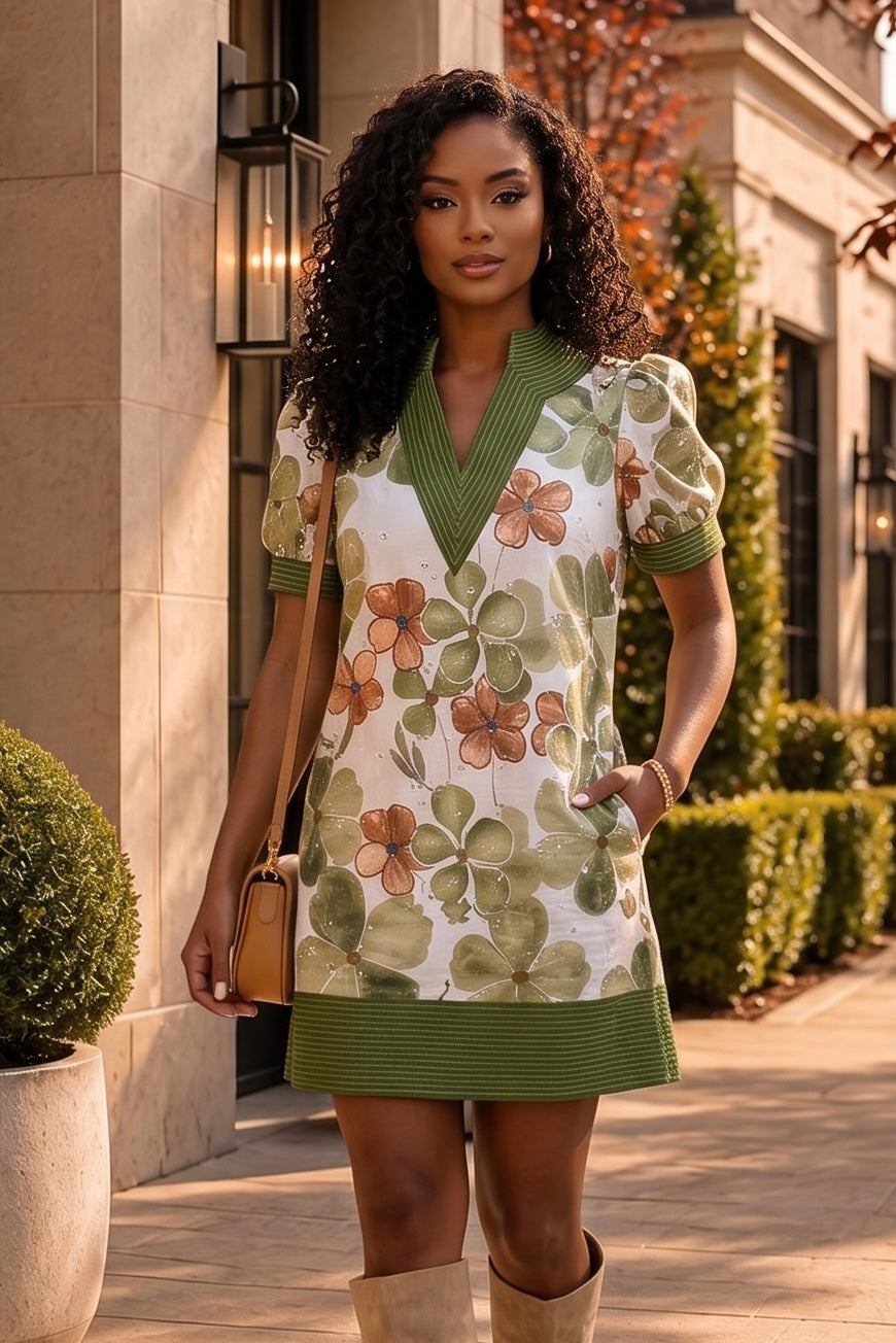 Bexley Floral Dress : Olive