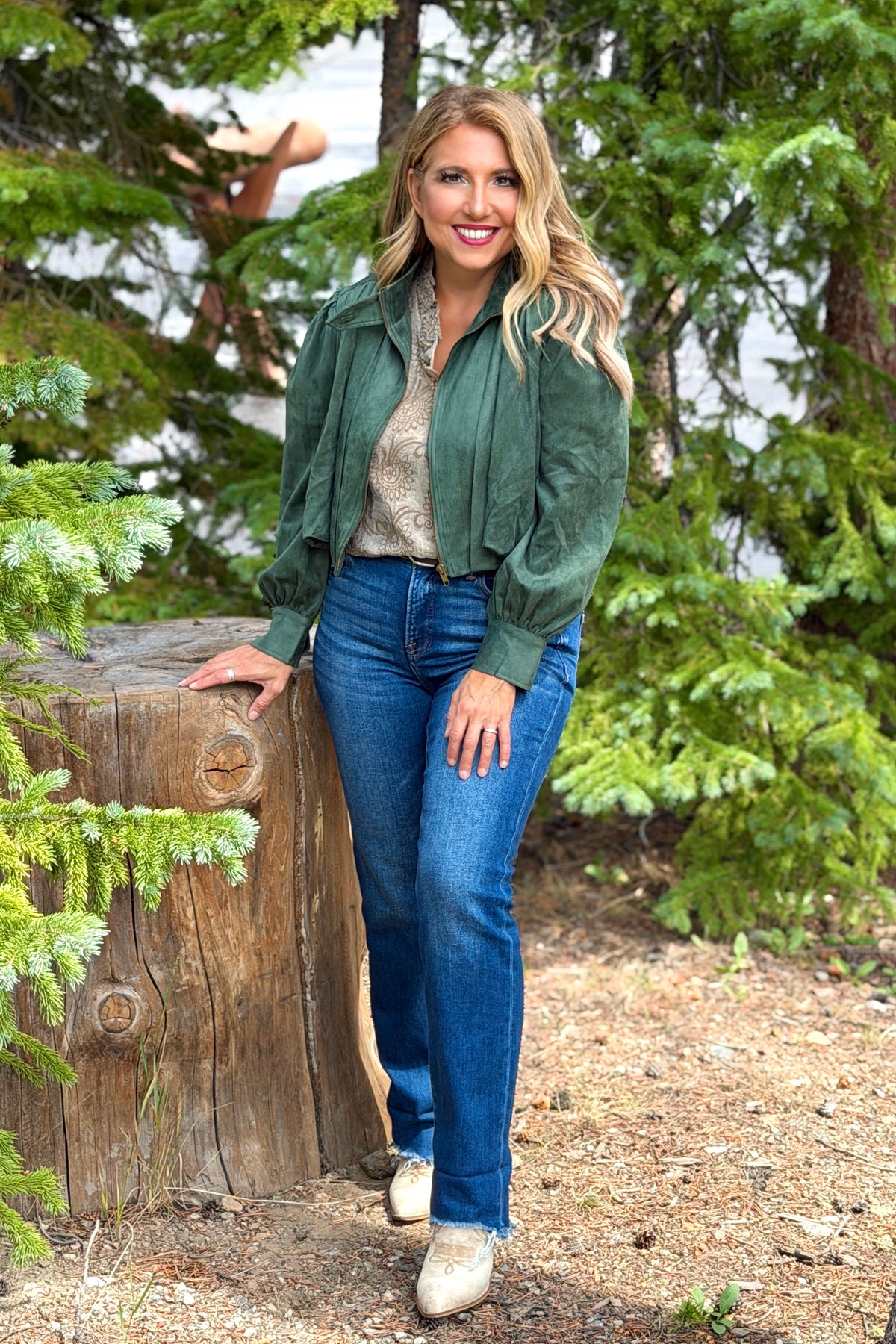 Kassidi Gathered Blouson Jacket : Green