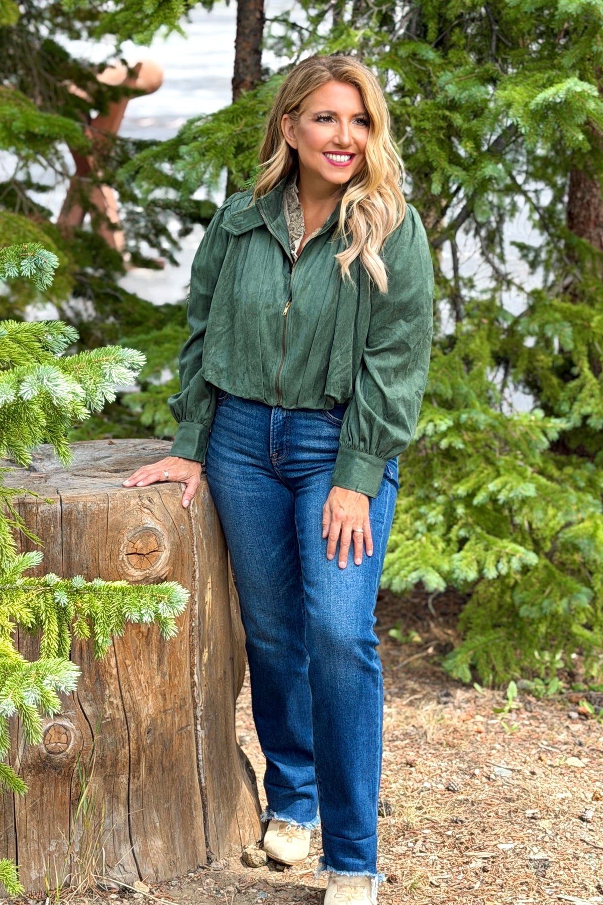 Kassidi Gathered Blouson Jacket : Green