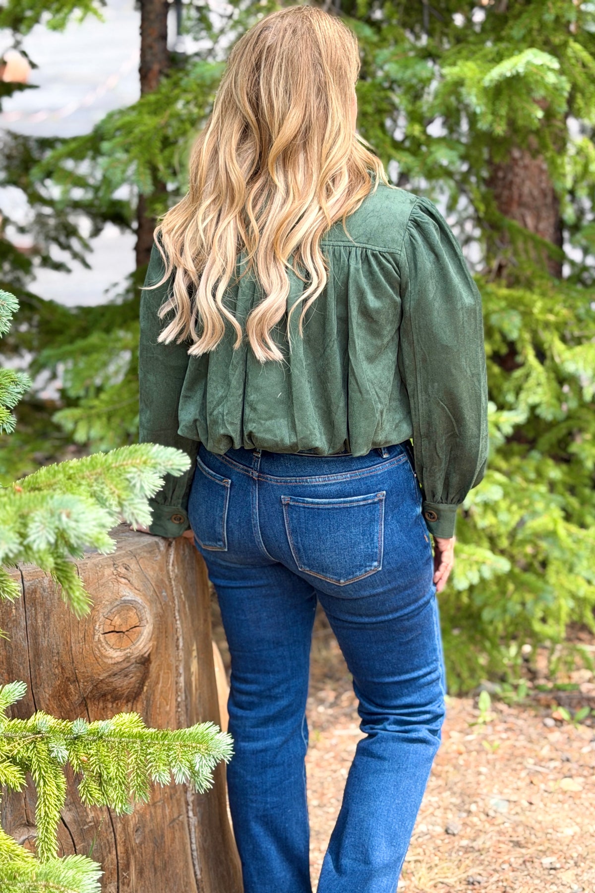 Kassidi Gathered Blouson Jacket : Green