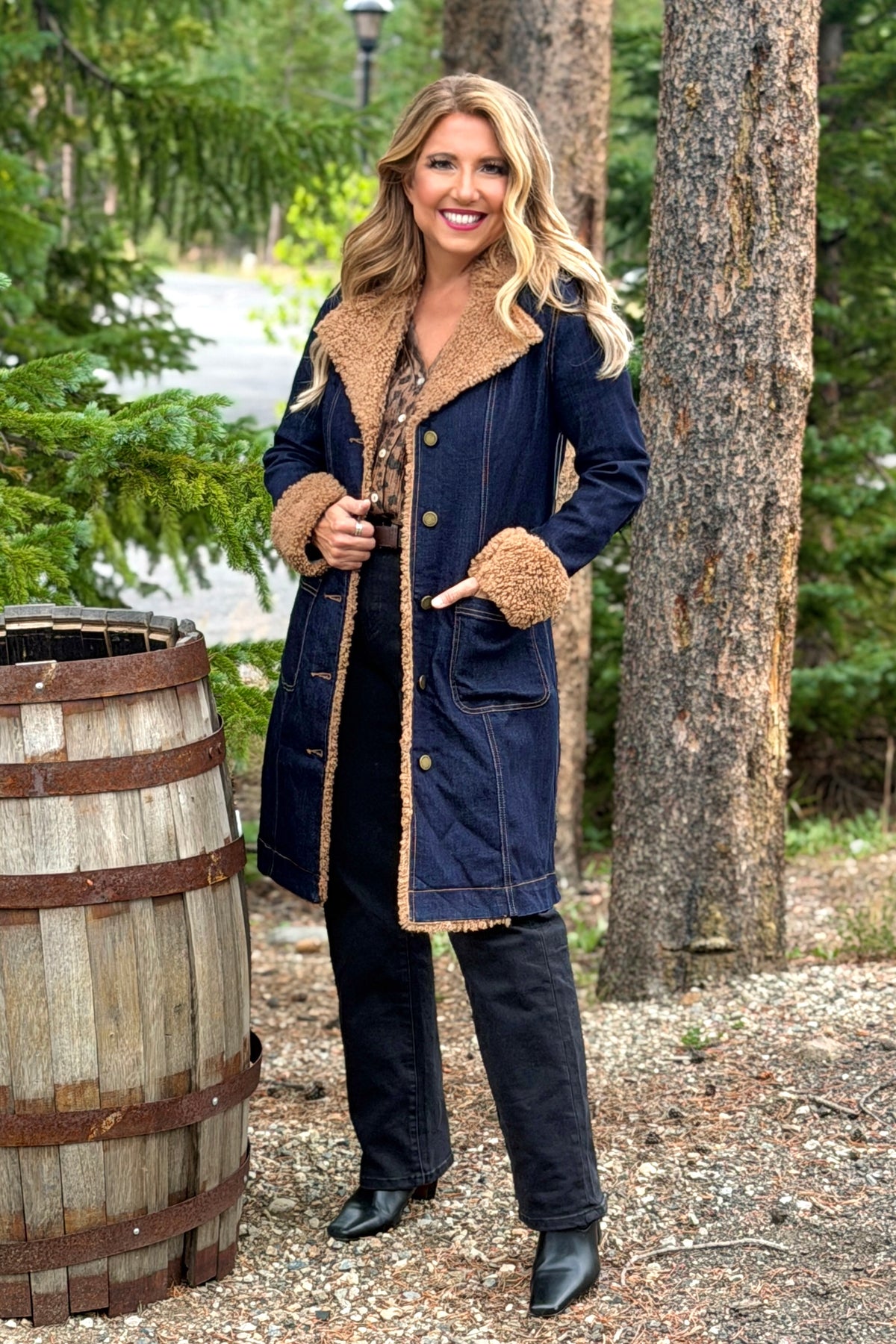 Liverpool Sallie Sherpa Trimmed Notch Collar Jacket : Cinder Bloom