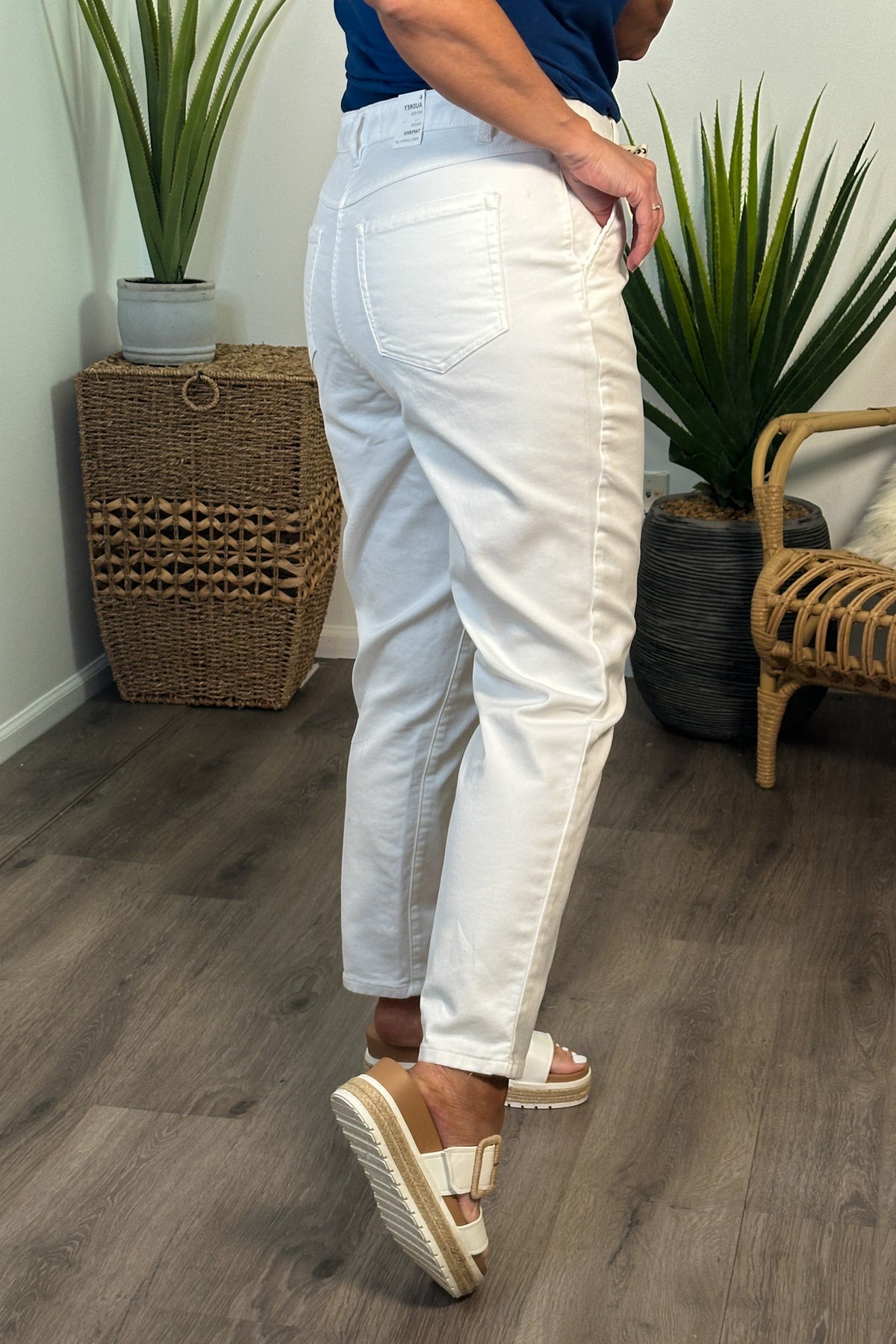 Tribal Jena Drawstring Tapered Jogger : White